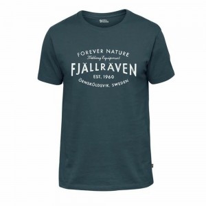 Camiseta Fjallraven Kanken 1960 Logo Hombre Azul Marino | XRKYNQT-61