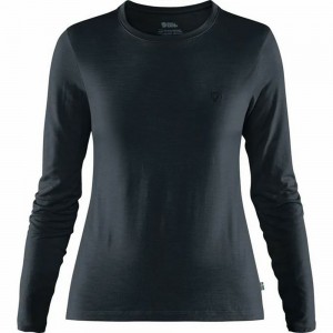 Camiseta Fjallraven Kanken Abisko Mujer Azul Marino | DIZFJLK-03