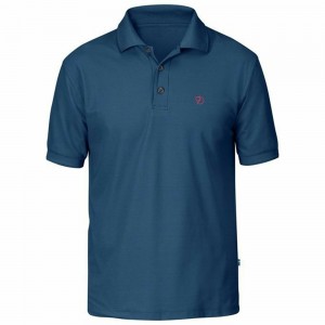 Camiseta Fjallraven Kanken Crowley Pique Hombre Azules | DTXOKQZ-93