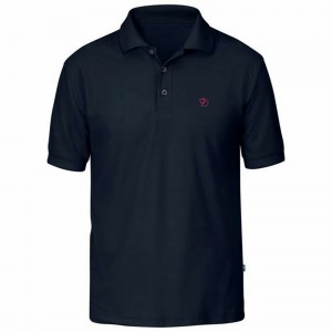 Camiseta Fjallraven Kanken Crowley Pique Hombre Negros | WVYKOTA-15