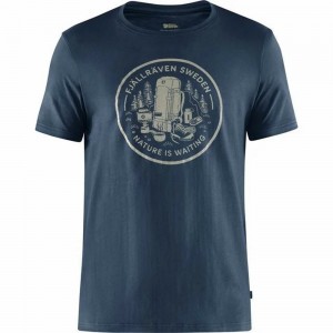 Camiseta Fjallraven Kanken Fikapaus Hombre Azul Marino | KSAIZMW-31