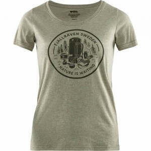 Camiseta Fjallraven Kanken Fikapaus Mujer Verdes | SQZDMJU-10