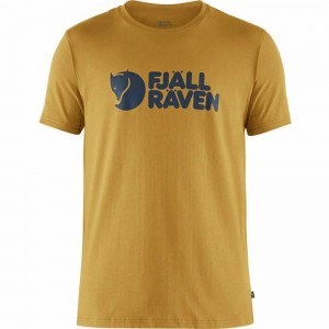 Camiseta Fjallraven Kanken Logo Hombre Amarillos | YCSNLTU-85