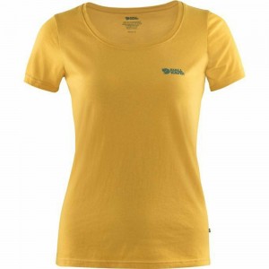 Camiseta Fjallraven Kanken Logo Mujer Amarillos | ULZBNHQ-05
